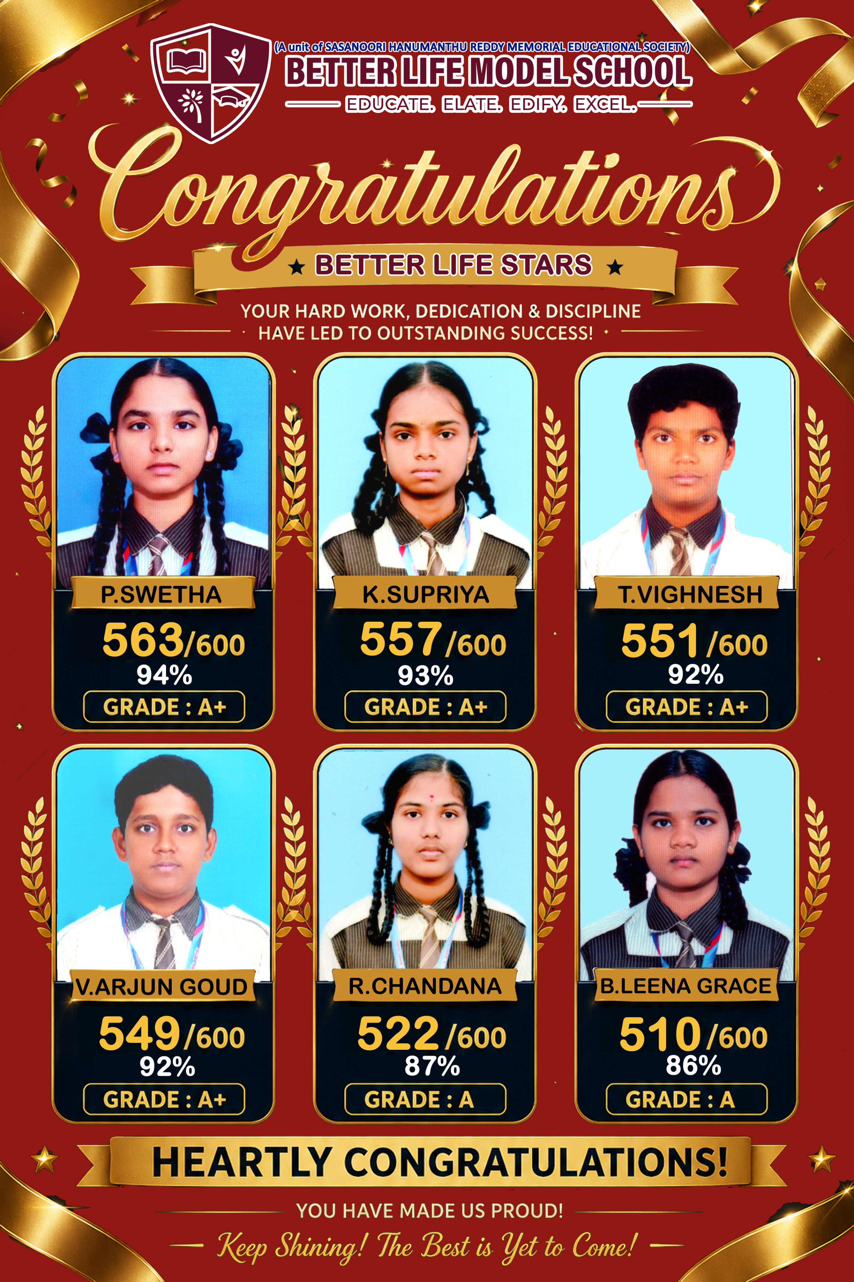 Better Life Stars congratulations poster