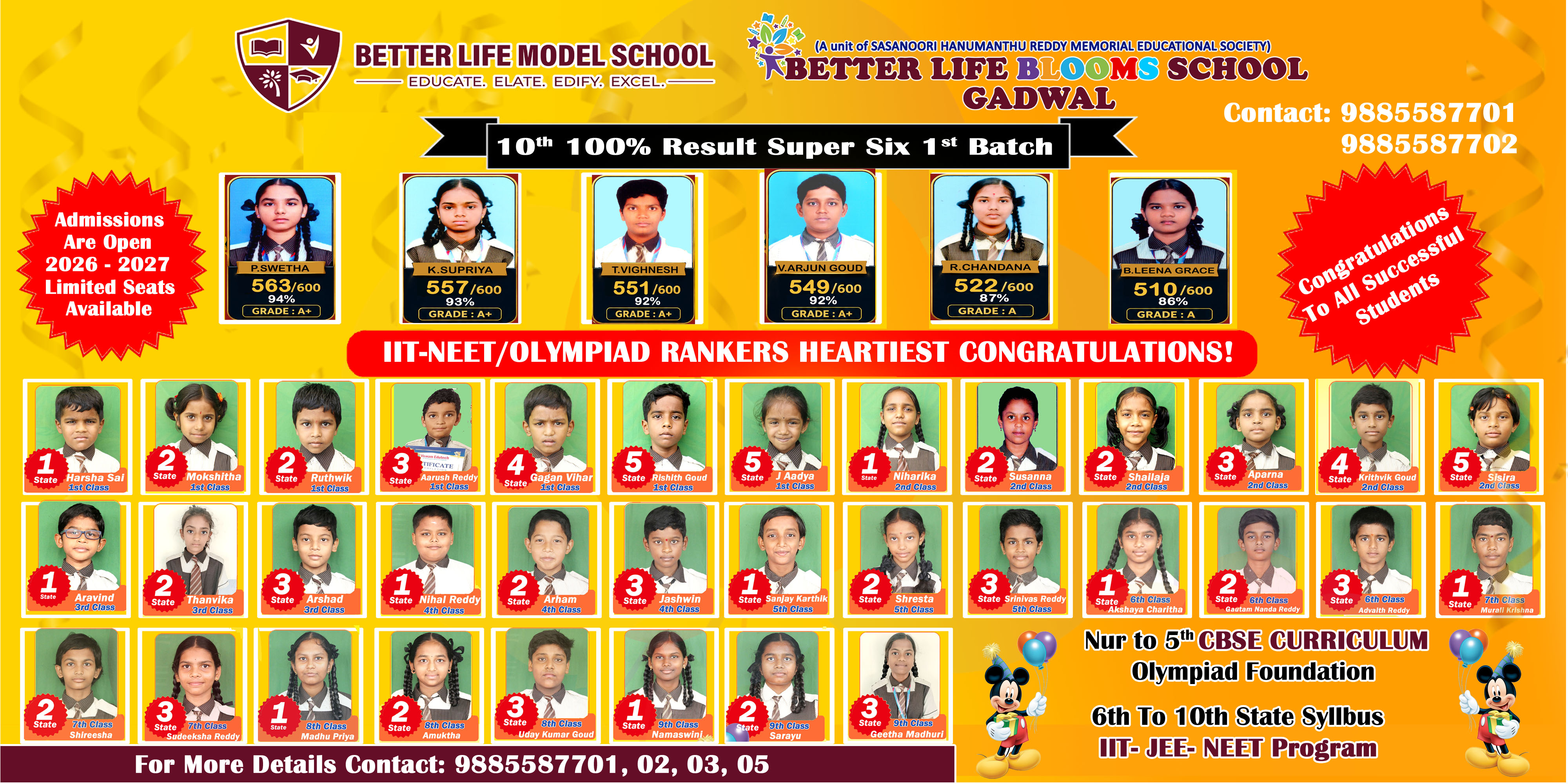 IIT, NEET, and Olympiad rankers poster